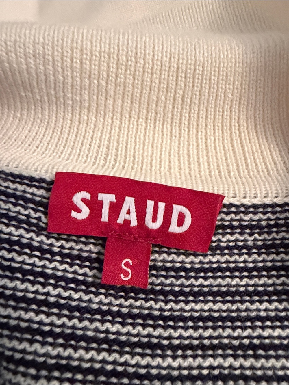 STAUD Navy and White Striped Polo Knit Maxi Dress - Picture 3 of 3